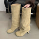 Bottes en daim à bout rond hauteur genou
