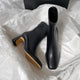 Bottines courtes pour femmes en cuir à bout carré talon 8 cm