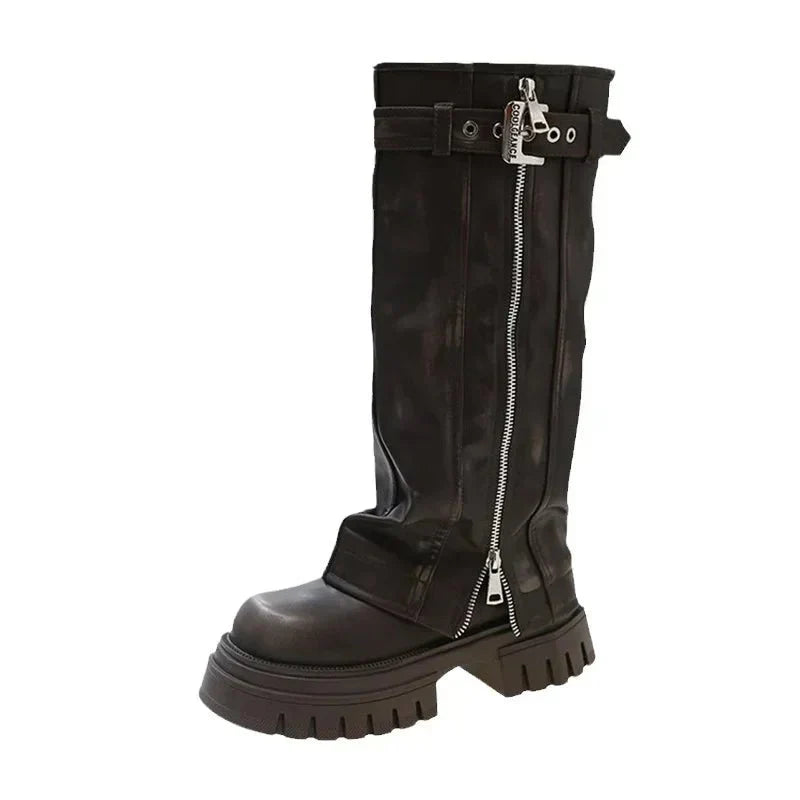 Plateau-Bikerstiefel für Damen