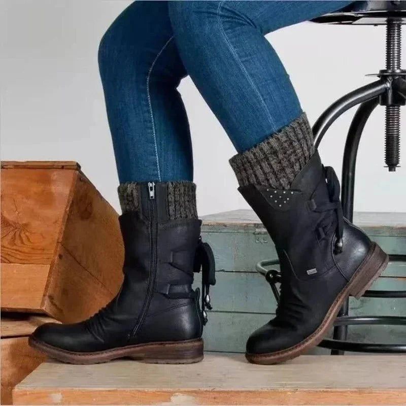 Bottes d'hiver pour femme à semelle plate