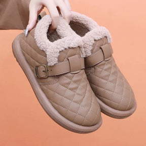 Pantoufles d'hiver en cuir pour femme