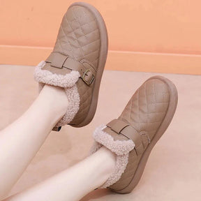 Pantoufles d'hiver en cuir pour femme