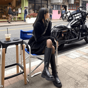 Bottes longues en cuir avec plateforme