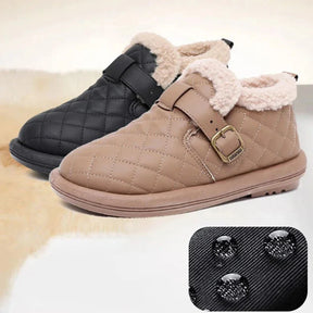 Pantoufles d'hiver en cuir pour femme
