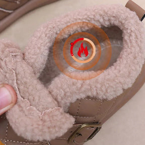 Pantoufles d'hiver en cuir pour femme