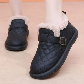 Pantoufles d'hiver en cuir pour femme