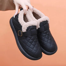 Pantoufles d'hiver en cuir pour femme