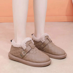 Pantoufles d'hiver en cuir pour femme