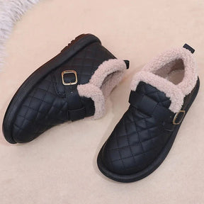 Pantoufles d'hiver en cuir pour femme