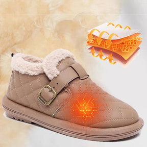 Pantoufles d'hiver en cuir pour femme