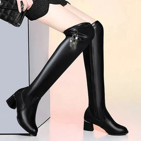 Bottes d'hiver en cuir noir