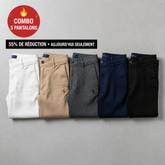 Pack de 5 Pantalons Homme en Sergé Premium - Offre 3 achetés, 5 reçus
