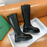 Bottes longues en cuir avec plateforme