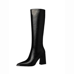 Bottes hautes  à bout pointu avec zips latéraux