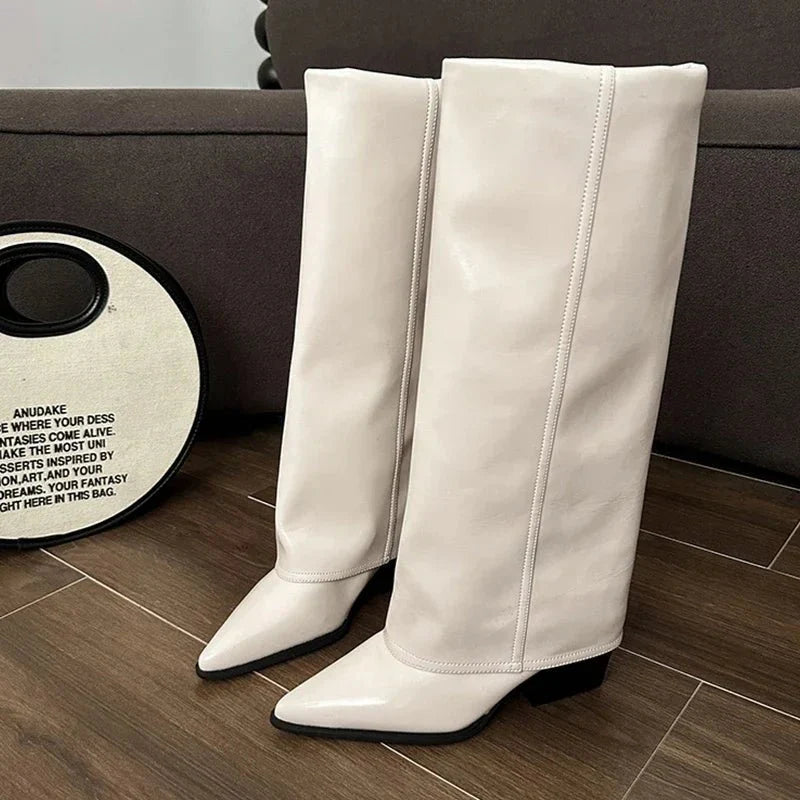 Bottes Santiags talons fins 7 cm en cuir