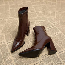Bottines en cuir à Talons 8cm Bout Pointu