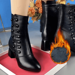 Promo Black Friday✨Bottines en cuir noir pour femme avec fermeture latérale