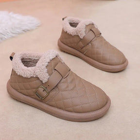 Pantoufles d'hiver en cuir pour femme