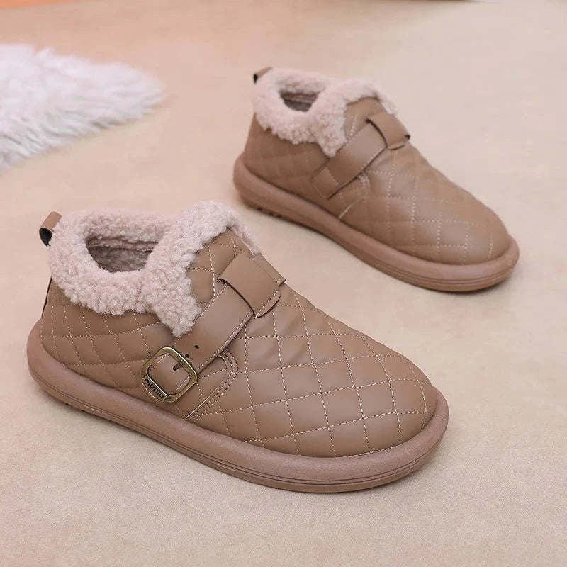 Pantoufles d'hiver en cuir pour femme