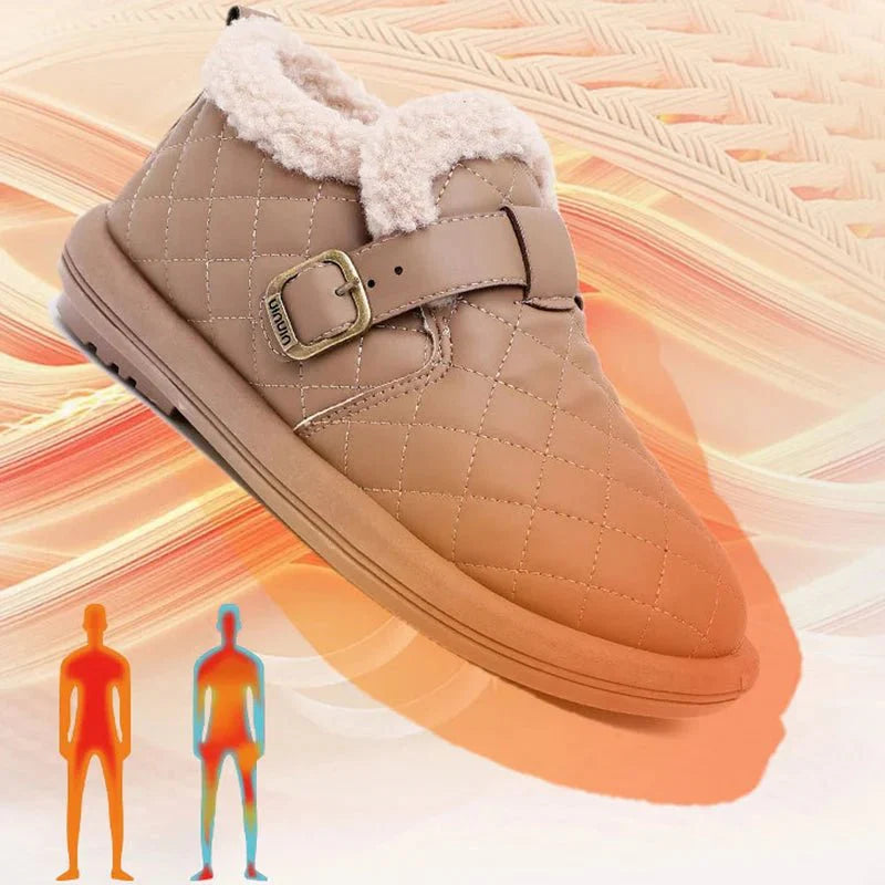 Pantoufles d'hiver en cuir pour femme