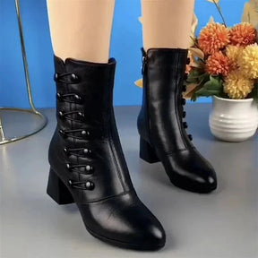 Promo Black Friday✨Bottines en cuir noir pour femme avec fermeture latérale
